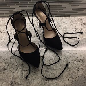 Black lace up heels